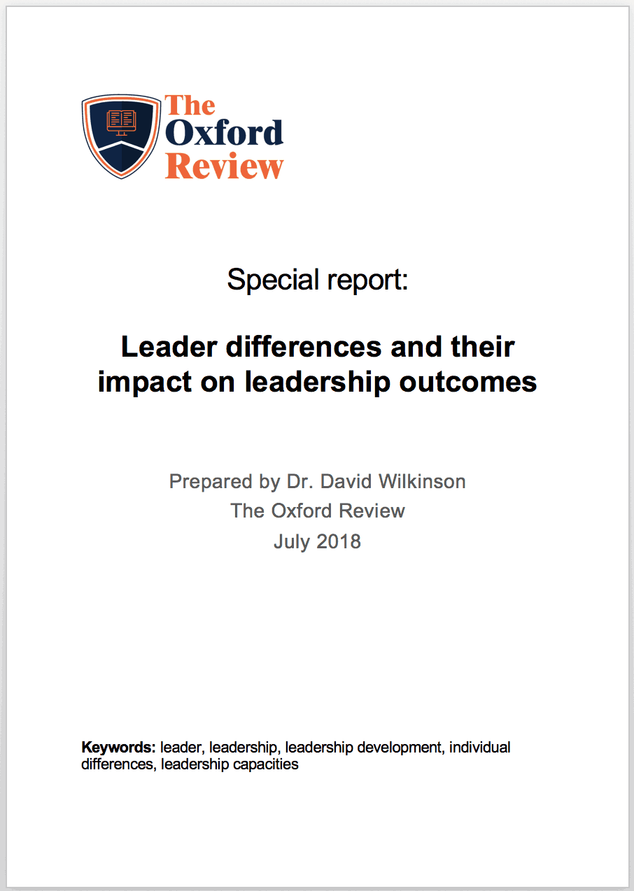 Special report: Leader differences and their impact on leadership outcomes
